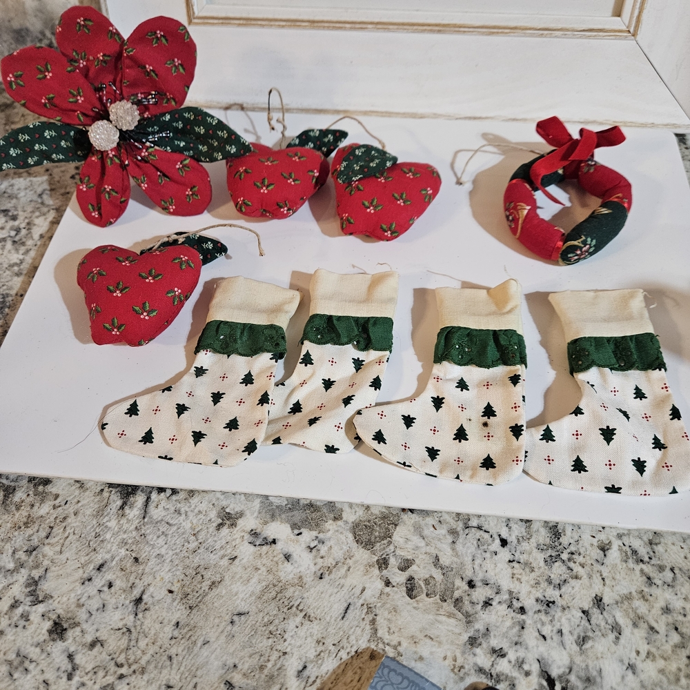 Festive Christmas Decor Set with Stockings and Ornaments